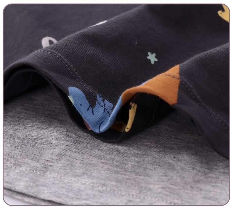 MAMDADKIDS - 萊卡棉長袖家居服套裝-非洲動物-灰色