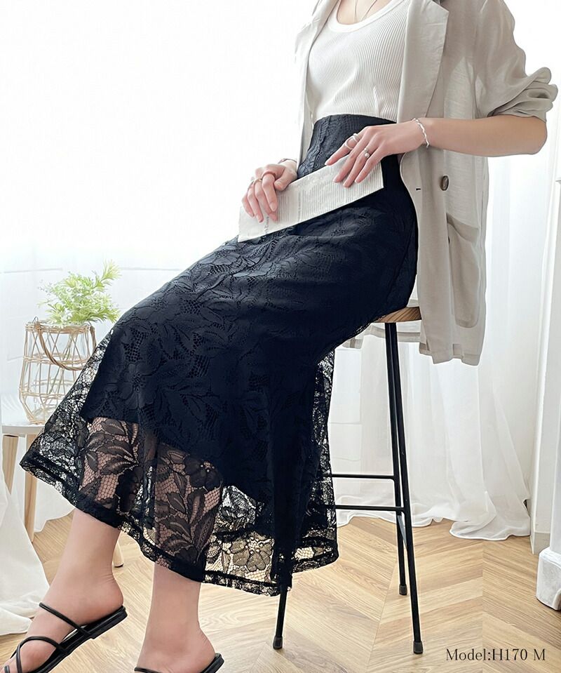 日本 Classical Elf - 優雅百合刺繡魚尾長裙-黑