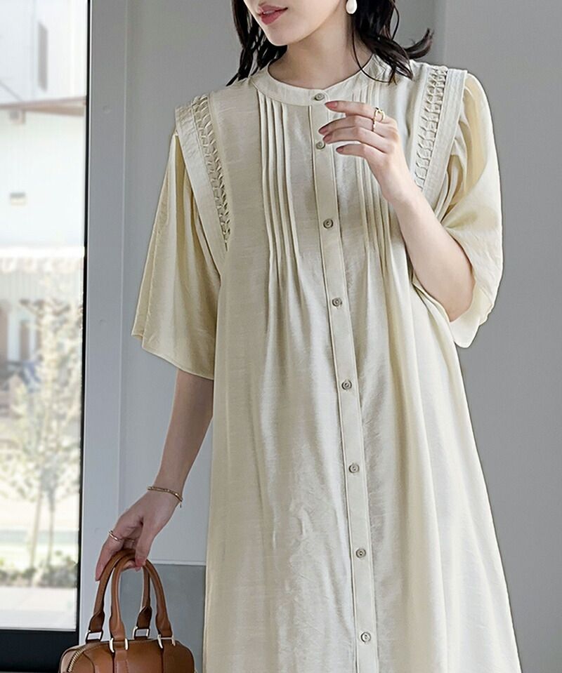 日本 Classical Elf - 優雅垂墜感排扣長版襯衫-米杏