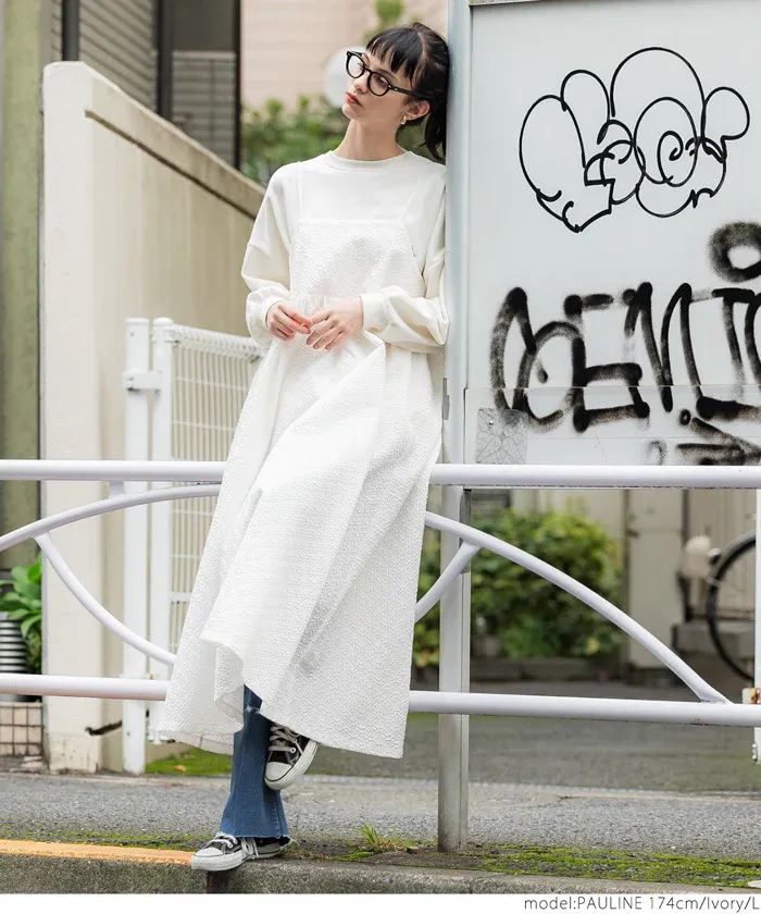 日本 COCA - 經典立體雲朵皺縮吊帶裙-大人-簡約黑