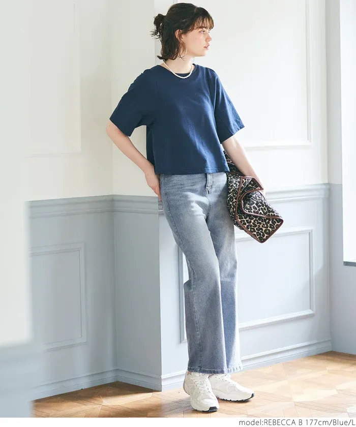 日本 COCA - 彈性修身丹寧牛仔褲-淺藍