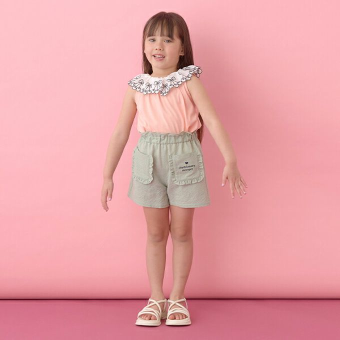 日本 Lycee mine - 可愛荷葉邊口袋短褲-檸檬黃