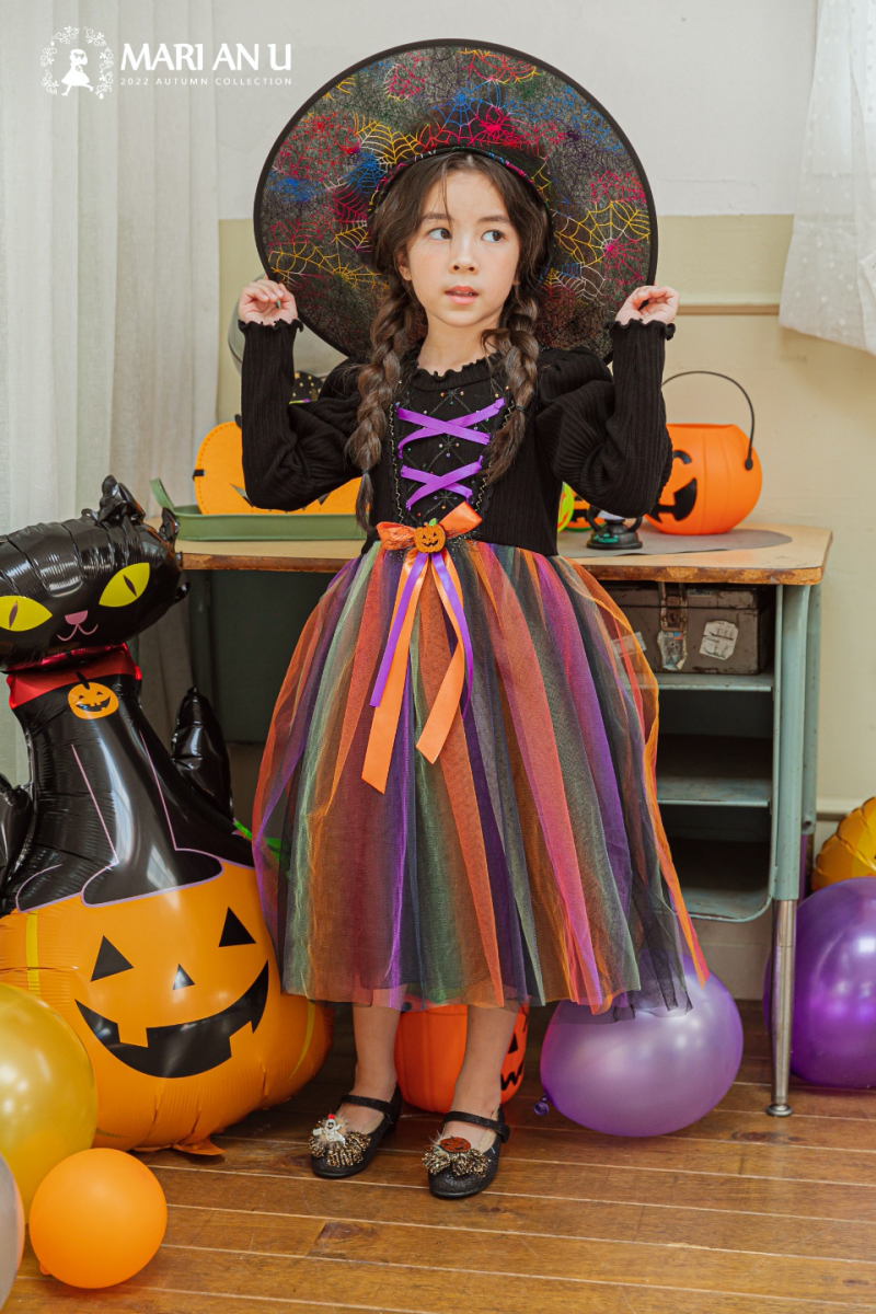 韓國 Mari an u - 萬聖節多彩網紗魔女洋裝