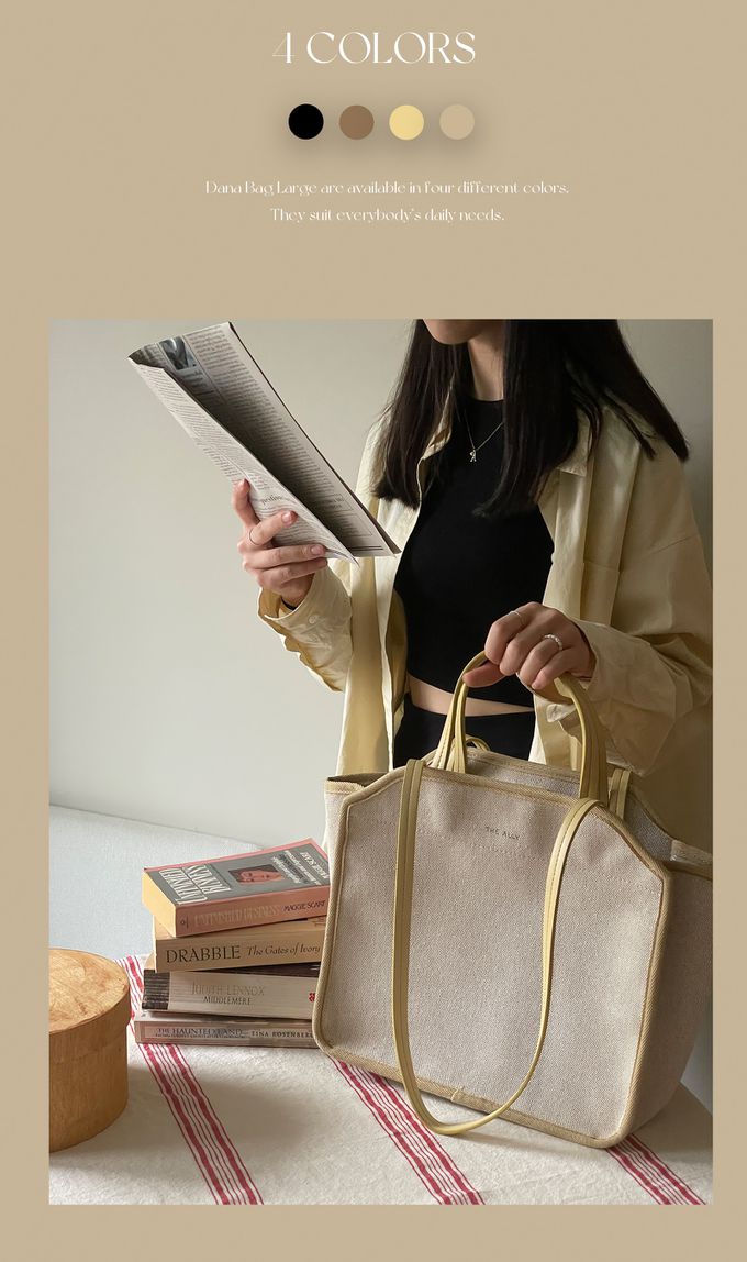 韓國 THEALLY - (附小袋)質挺帆布方包手提/肩背包-牛奶糖 (大)