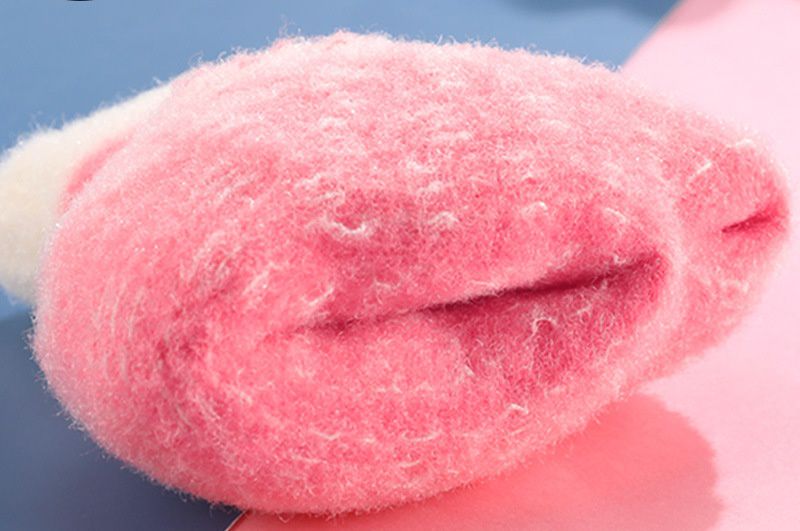 兒童可觸控毛絨保暖針織手套-卡通人物艾莎+雪寶-粉+藍 (建議3歲以上)