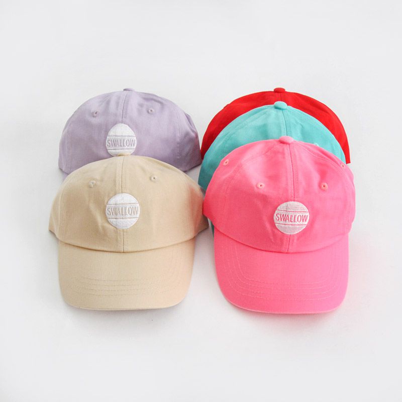 韓國 Babyblee - 字母徽章純色棒球帽-杏 (頭圍：51-55cm)