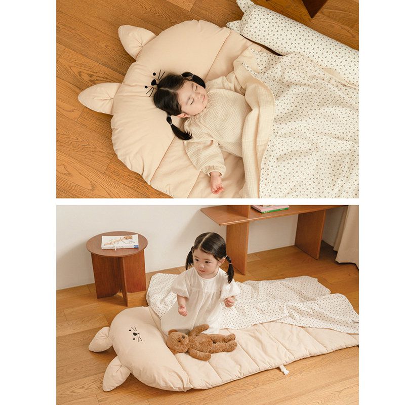 正韓Hello HiZoo - 純手工製純棉柔感便攜式動物兒童睡袋(枕頭+睡墊+被子)-Hi Bunny 兔兔