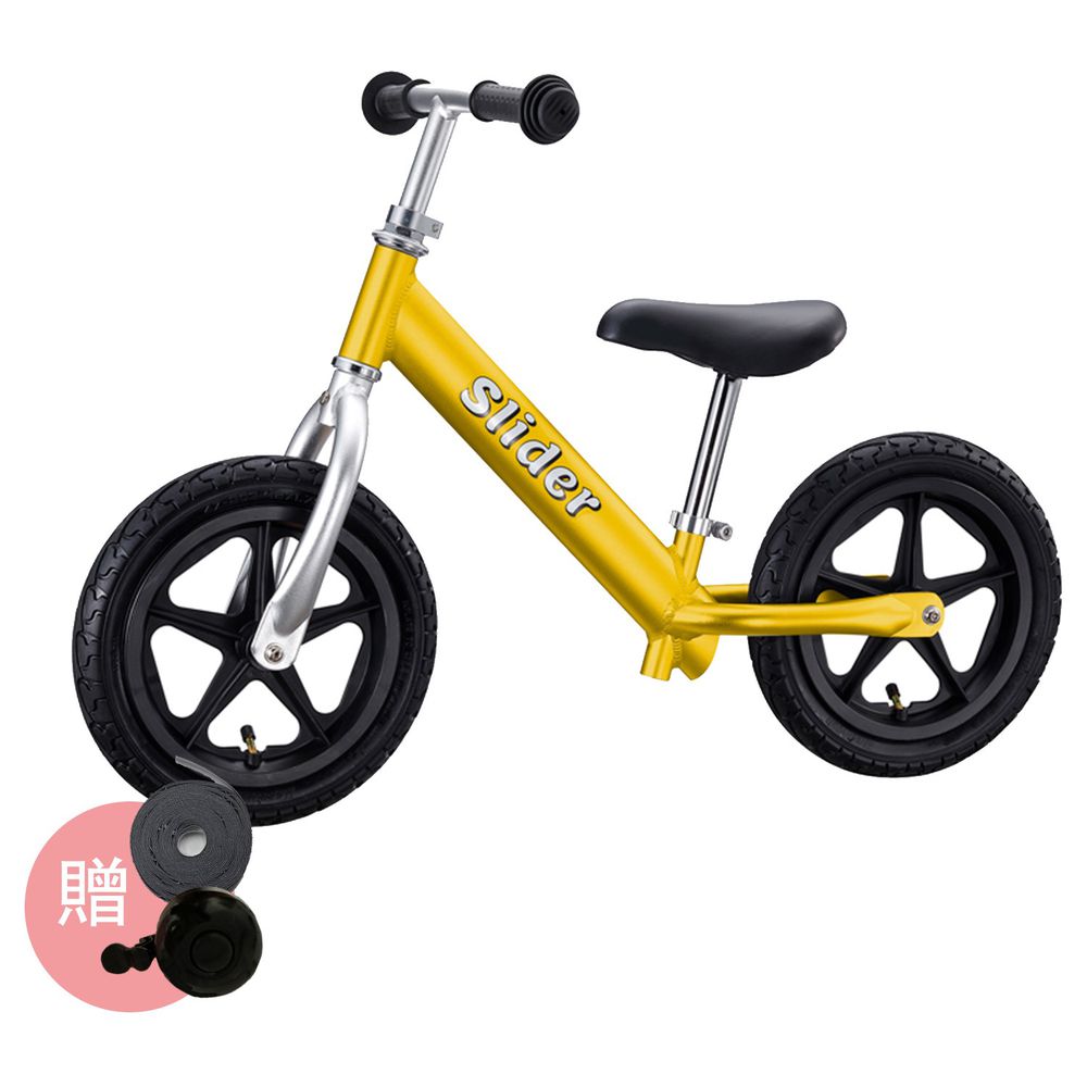 Slider 滑來滑趣 - 輕量鋁合金滑步車-黃色-加送反光輪胎貼+車鈴*1
