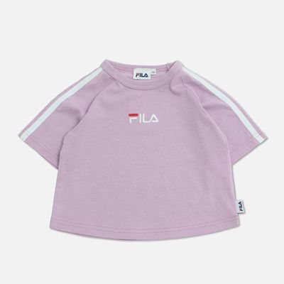 日本 Chil2 - FILA聯名 休閒短袖上衣-刺繡小logo-粉紫