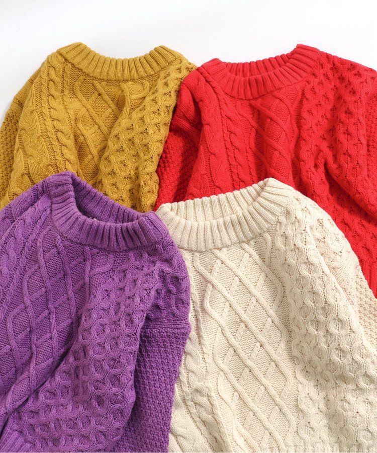 日本 apres les cours - 耀眼色麻花針織上衣(可機洗)-芥末黃