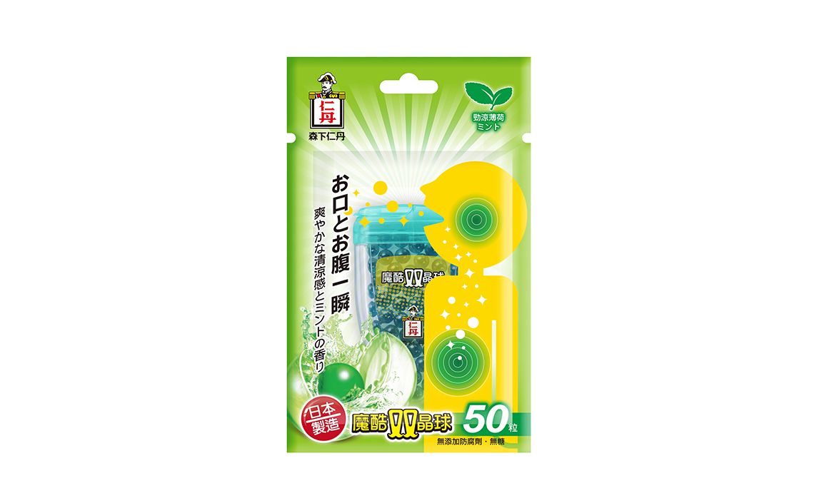 日本森下仁丹 - 魔酷雙晶球-沁涼薄荷X1(50顆/卡) -三秒順涼、提神醒腦