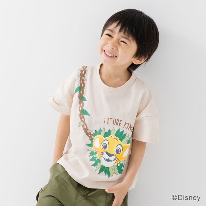 日本 Chil2 - 迪士尼聯名 純棉短袖上衣-小辛巴-奶油米