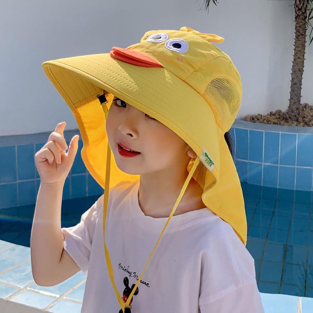 兒童立體大帽簷遮陽漁夫帽-鴨子-黃色 (建議2-8歲)