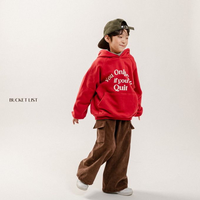 韓國 BUCKET LIST - (內磨毛)個性文字寬鬆連帽T-藍