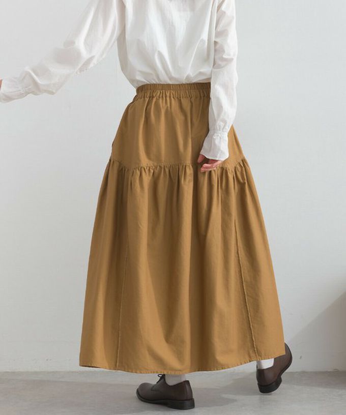 日本 Lupilien - 厚磅立體感線條澎澎長裙(附口袋)-海軍藍丹寧