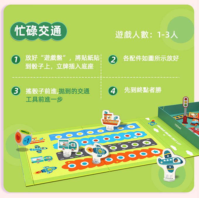 MiDeer - 二合一遊戲磁鐵書-忙碌交通