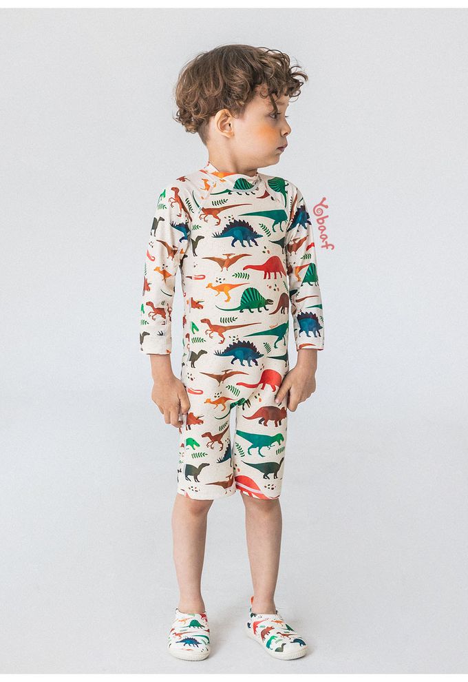 韓國 Yobaaf - UPF50+兒童防曬防寒泳裝-恐龍王國