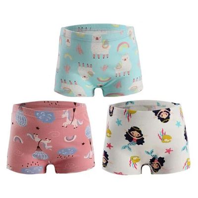 日本 Ho-ho kids - [樂天4冠王]純棉透氣女孩內褲(3入)-羊駝/獨角獸/美人魚-水藍粉白