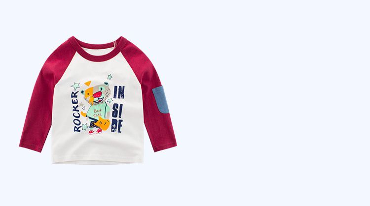 純棉長袖上衣-明星恐龍-藍色x白色