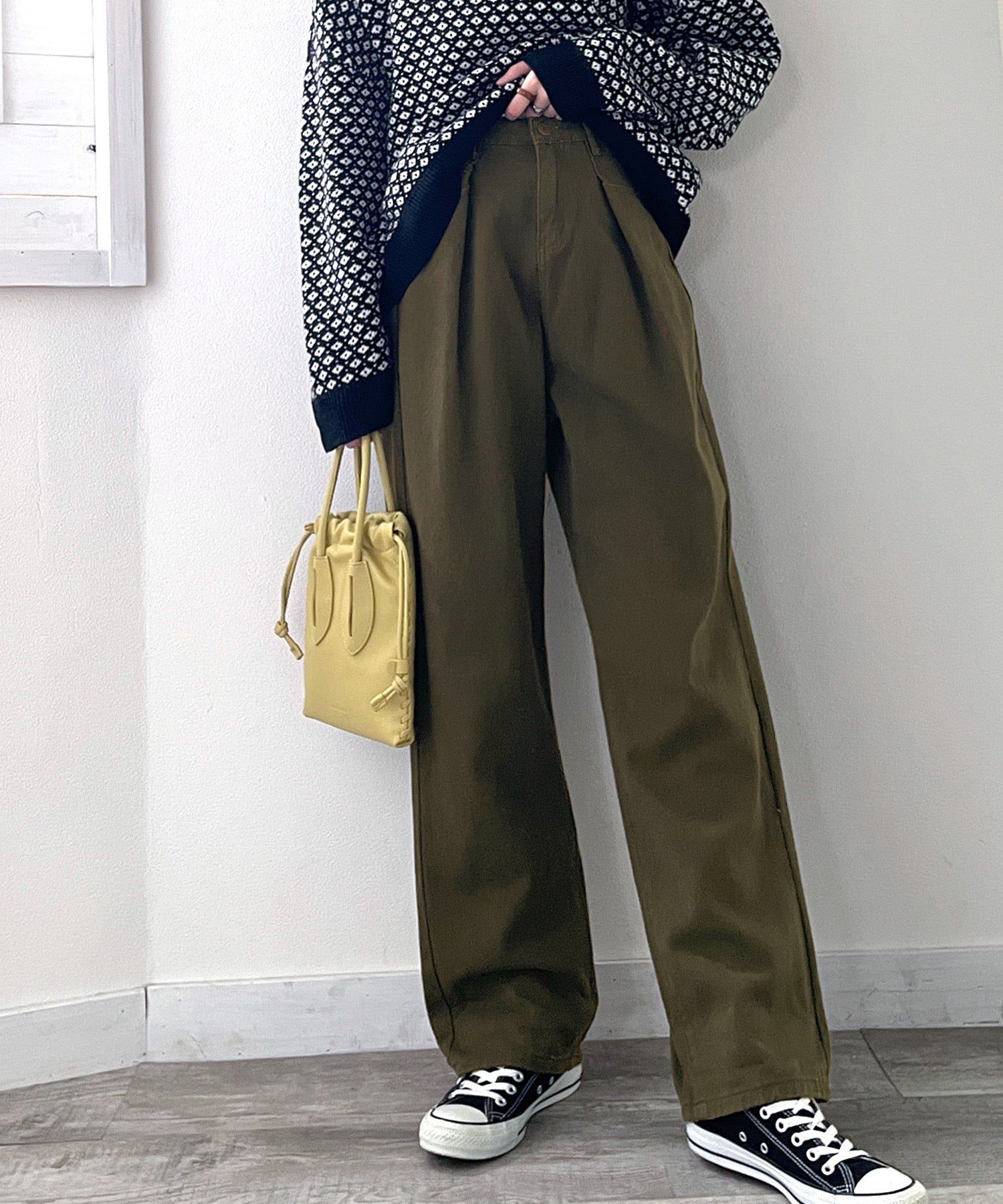 日本 Classical Elf - [熱銷NO.1]  舒適顯瘦打褶長褲-黑