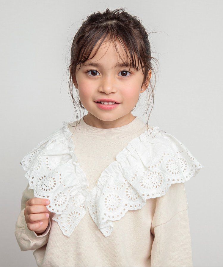 日本 BREEZE - V領蕾絲摺邊長袖上衣-薄荷