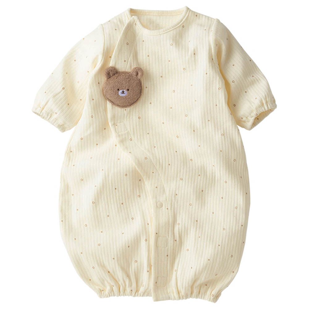 長袖連身衣 穿衣練習-穿脫方便省時-淺卡其色 (50~60cm)