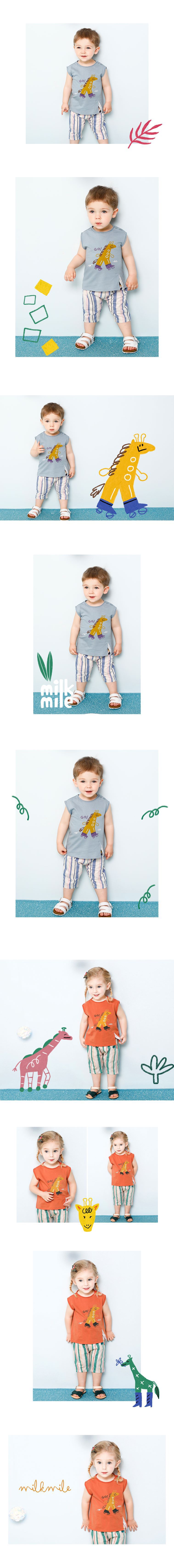 韓國 milk mile - 溜冰長頸鹿套裝-橘棕