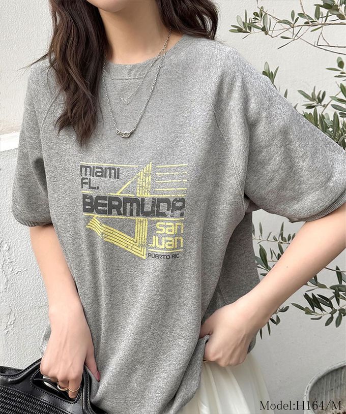 日本 Classical Elf - 前後2way復古標語印花五分袖上衣-白