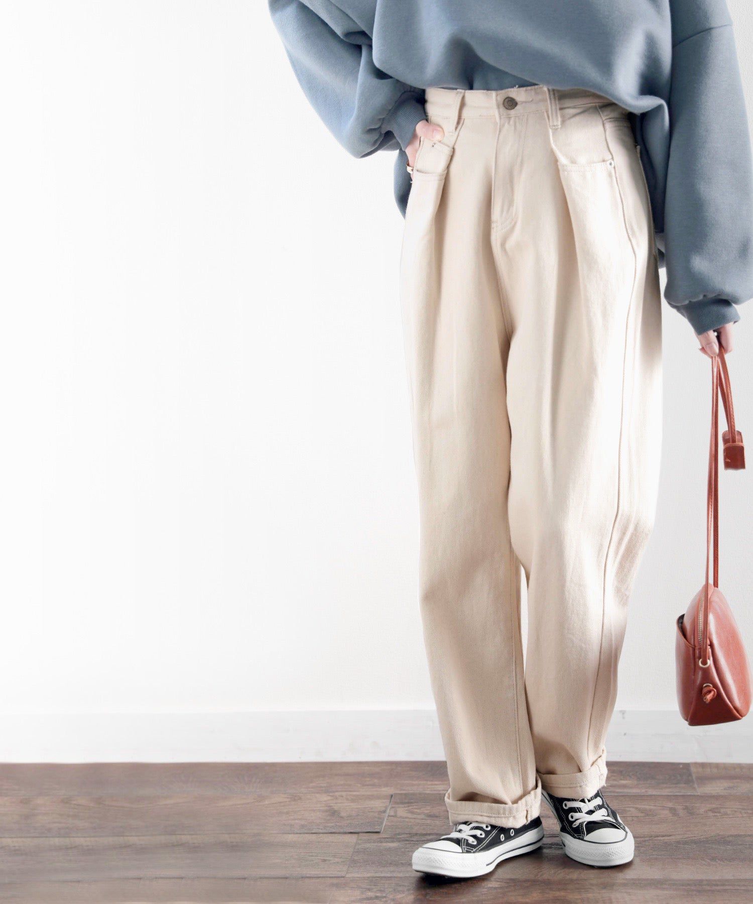 日本 Classical Elf - [熱銷NO.1]  舒適顯瘦打褶長褲-黑