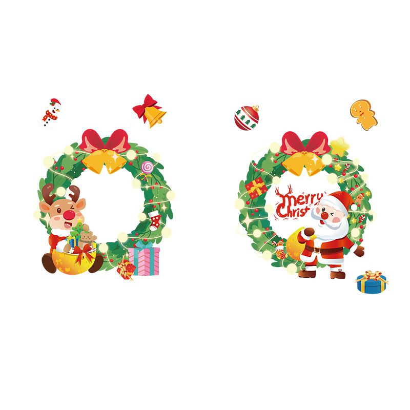 聖誕節櫥窗玻璃靜電貼-聖誕花環