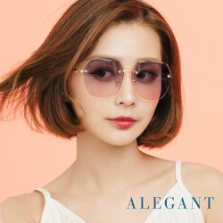 ALEGANT - 雲霞藍粉果凍漸層無框墨鏡│UV400太陽眼鏡