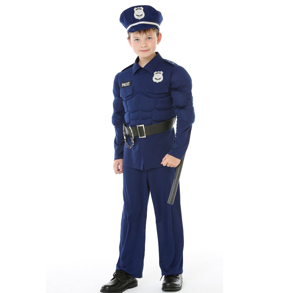 Love, Charlotte - 立體胸肌警察-藍警察褲裝-內含上衣+褲子+帽子+腰帶