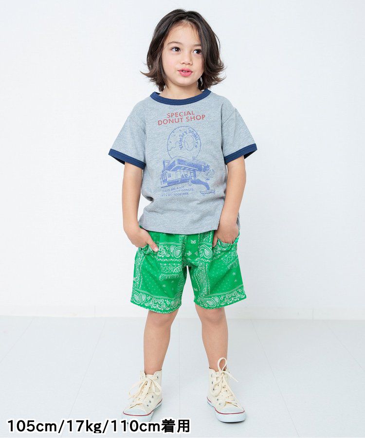 日本 BREEZE - 100%棉定番印花短褲-變形蟲-綠