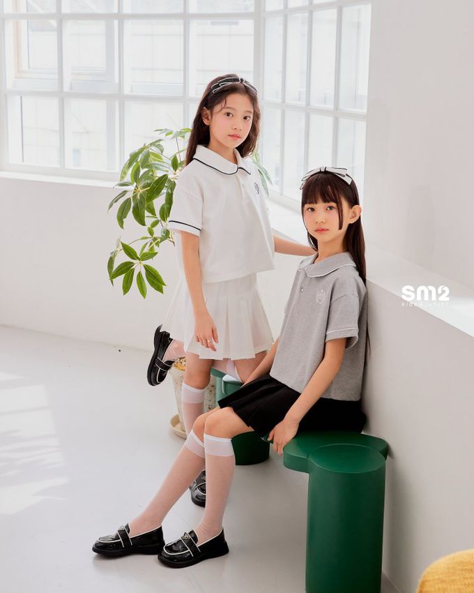 韓國 sm2 - 大女孩風格百褶短裙-白