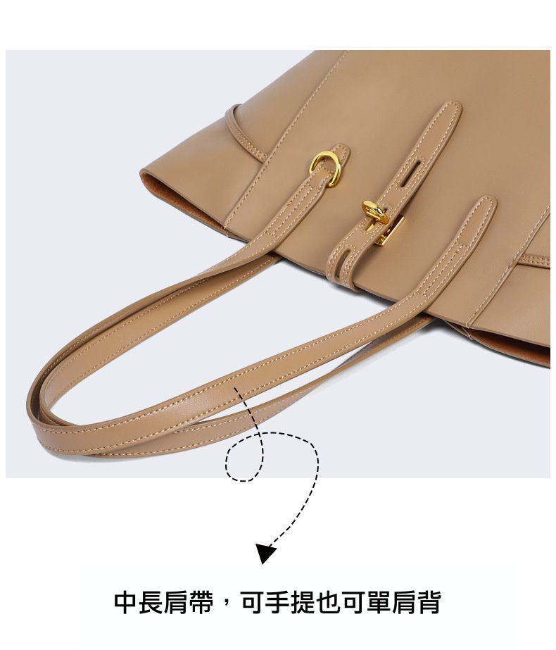 真皮大容量托特/水桶包-黑色 (23x27x13.5cm)