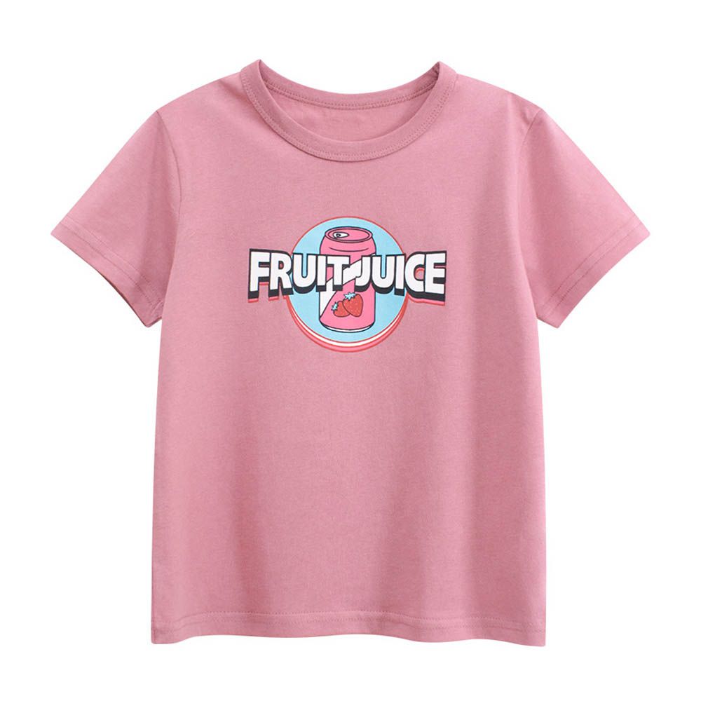 純棉短袖上衣-果汁-暗粉色