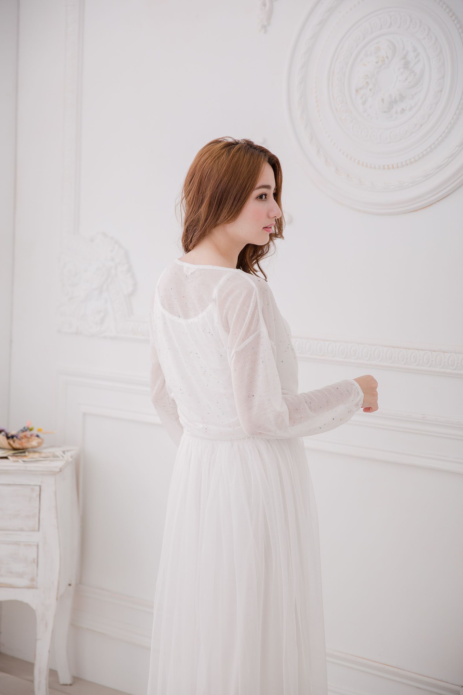 Peachy - 獨家訂製綿柔連身紗裙-細肩帶連身款-夢幻白 (F)