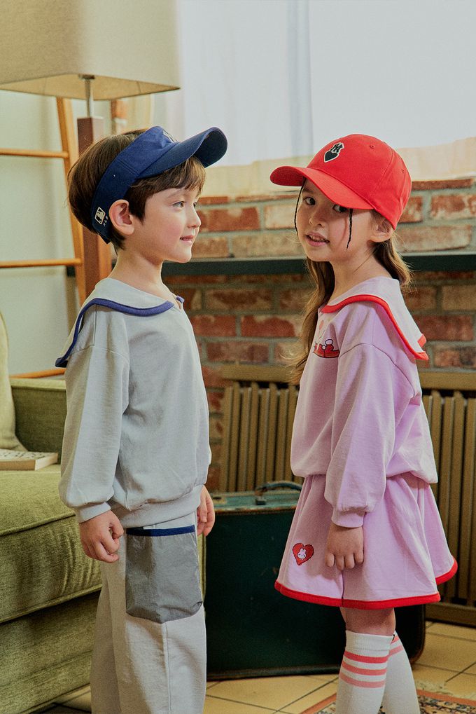 韓國 First Blue - 鬆緊腰雙色口袋縮口長褲-黑灰