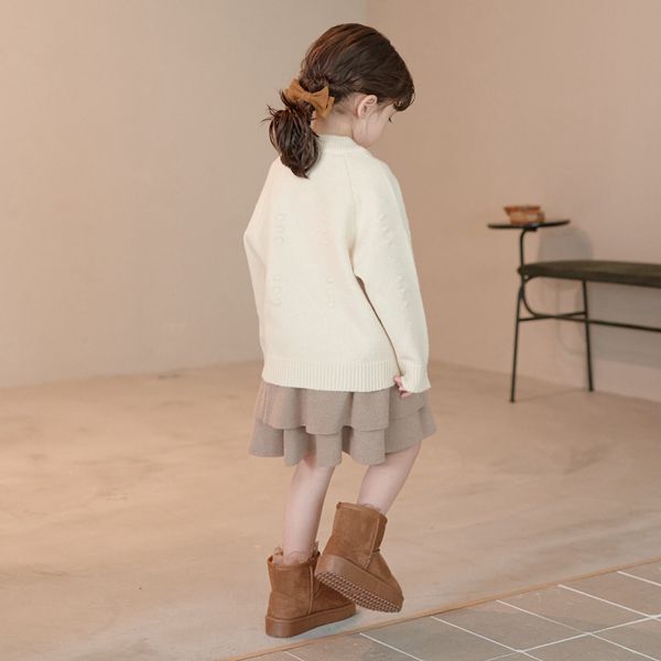 日本 Lycee mine - 蛋糕層次摺邊針織短裙-深卡其