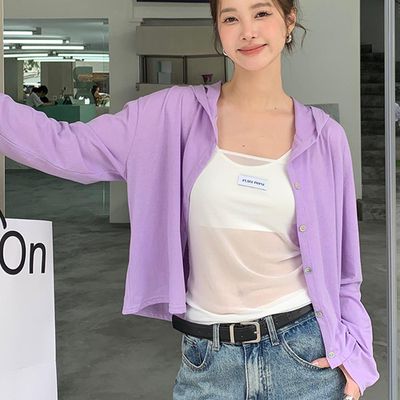 KPUWARM - 輕薄透氣竹節棉連帽防曬外套-桔梗紫