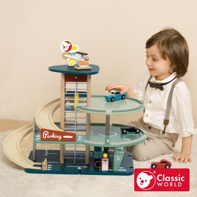 質感木製家家酒玩具【德國 Classic World】夢幻廚具台｜立體停車場