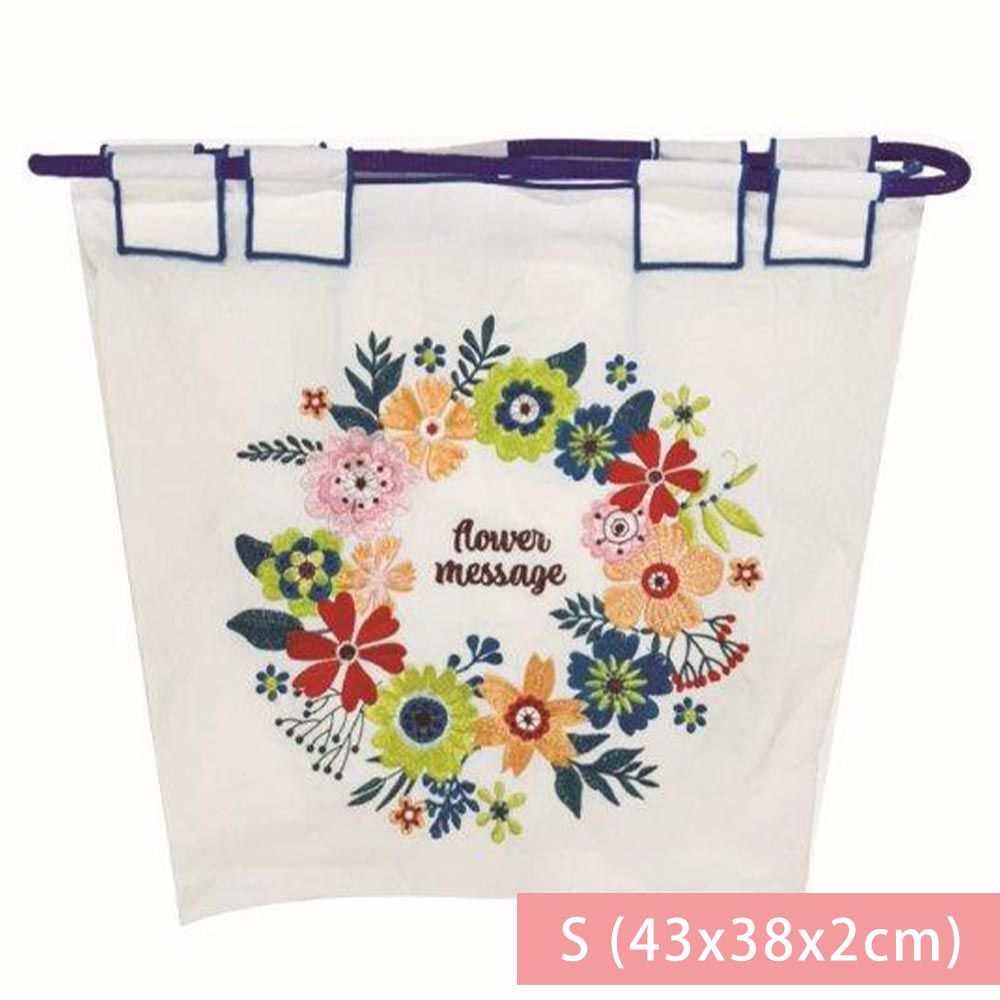 日本女裝代購 - eightbegin 粗繩刺繡購物袋/托特袋-花朵朵開-白 (S(43x38x2cm))