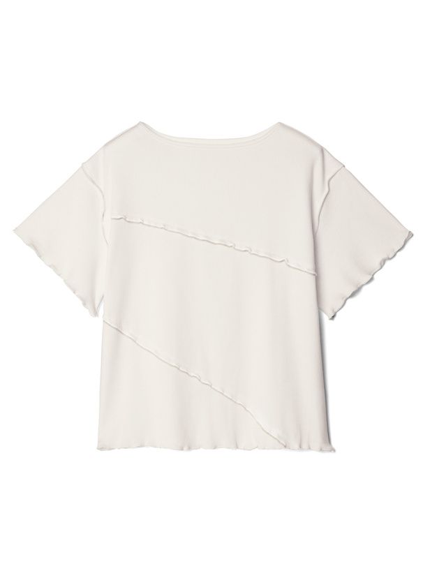 日本 GRL - 羅紋木耳邊短袖上衣-莫蘭迪綠