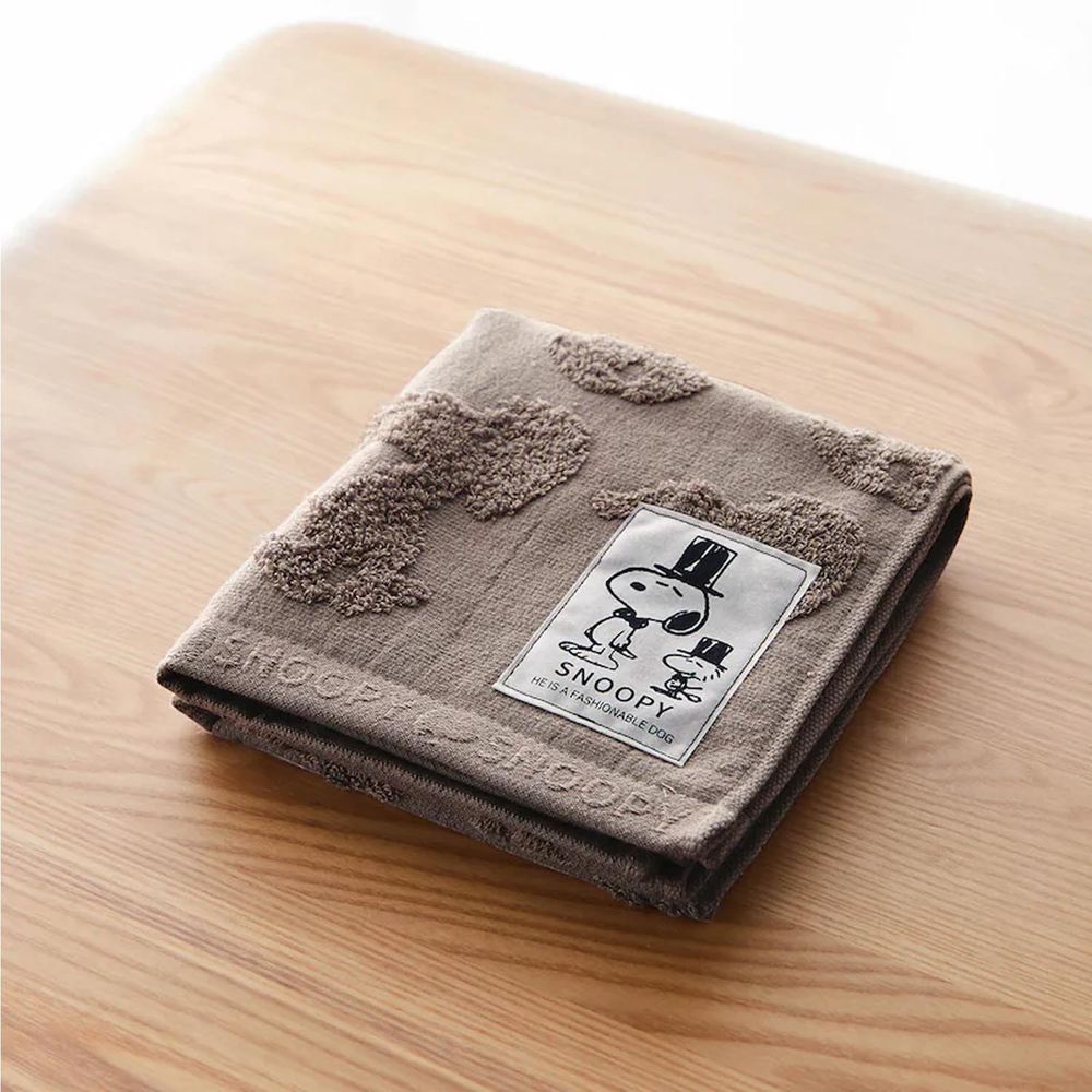 日本千趣會 - 史努比 日本製今治純棉長毛巾-立體剪影-咖啡 (34x80cm)