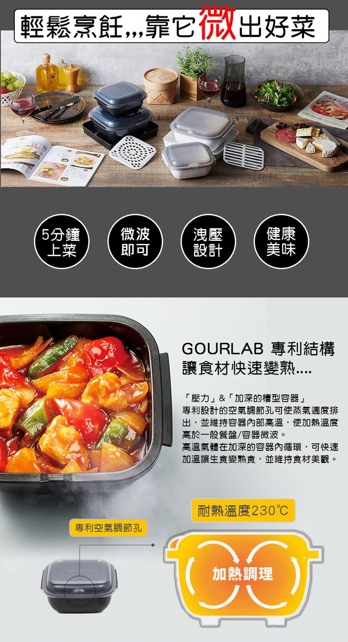 日本 GOURLAB - GOURLAB Plus 多功能烹調盒系列-多功能六件組(附食譜)-黑色