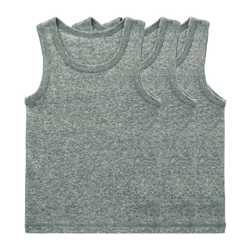 日本千趣會 - GITA 純棉柔軟背心/內衣三件組-煙燻藍