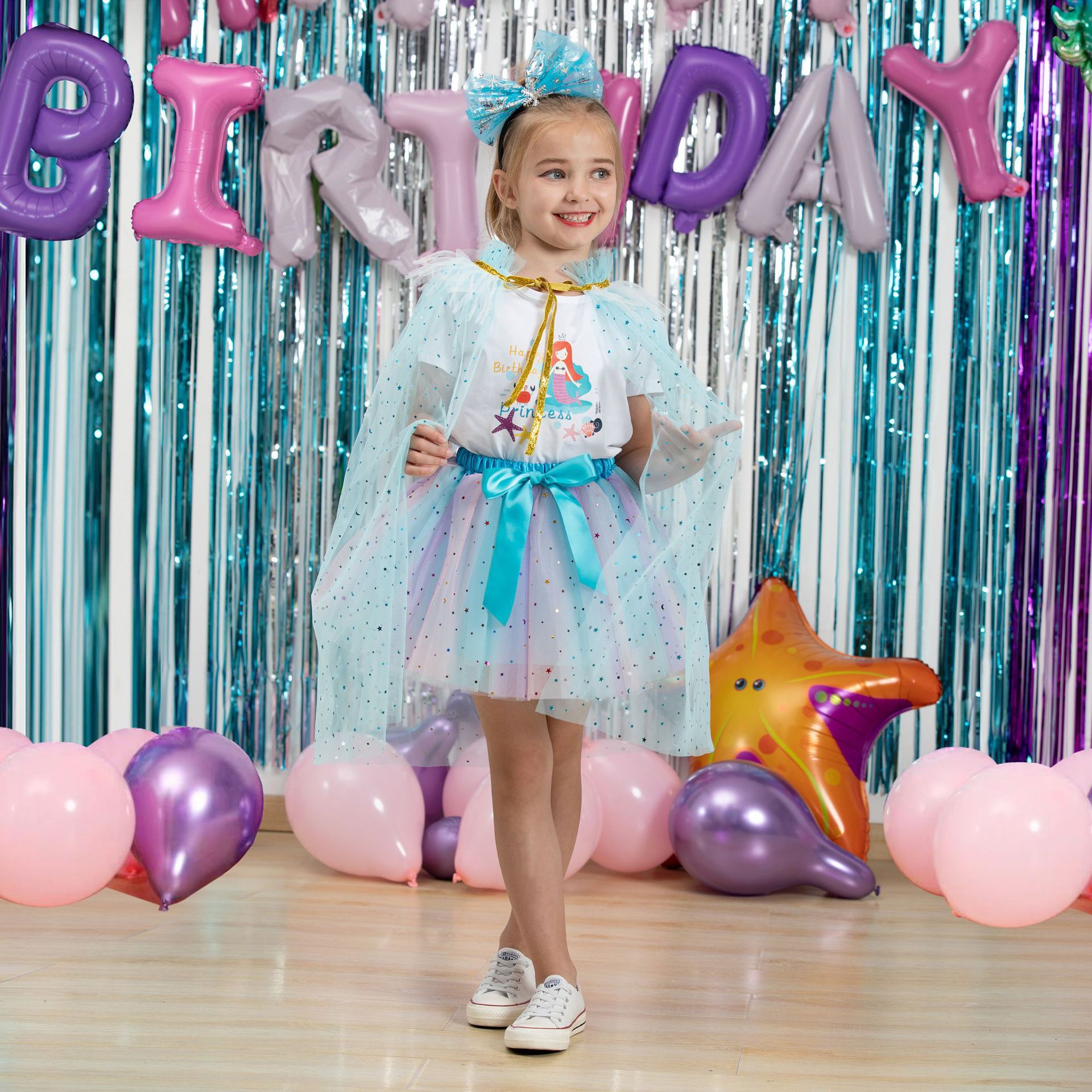 TUTUDRESS - 兒童網紗澎澎裙/片片裙+髮夾-亮片夢幻款-粉色-萬聖節裝扮