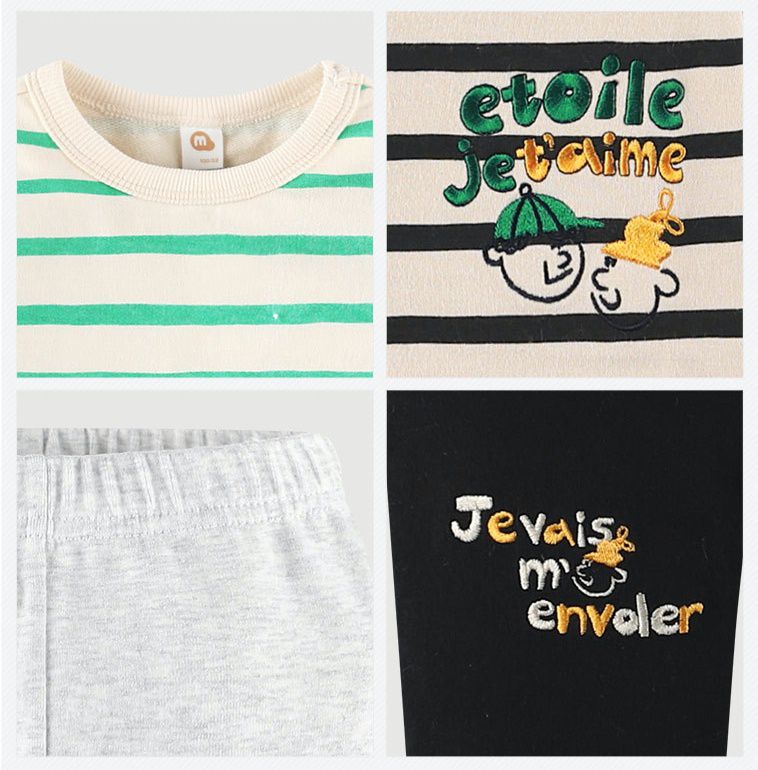 韓國 milk mile - 好朋友條紋套裝-綠