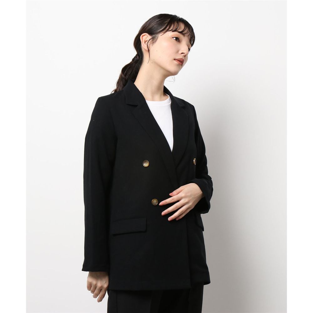 日本 Riche Glamour - 雙排釦西裝外套-黑