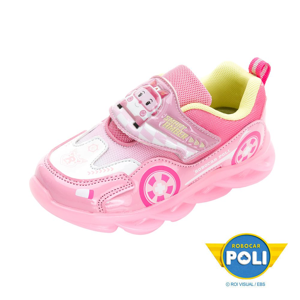 POLI 波力救援小英雄 - POLI 童款 電燈運動鞋 POKX34163-柔軟舒適4D鞋墊-粉紅-(小中童段)